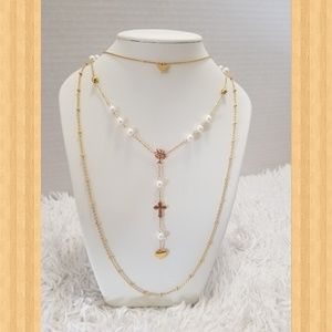 Triple neckclase set with earings